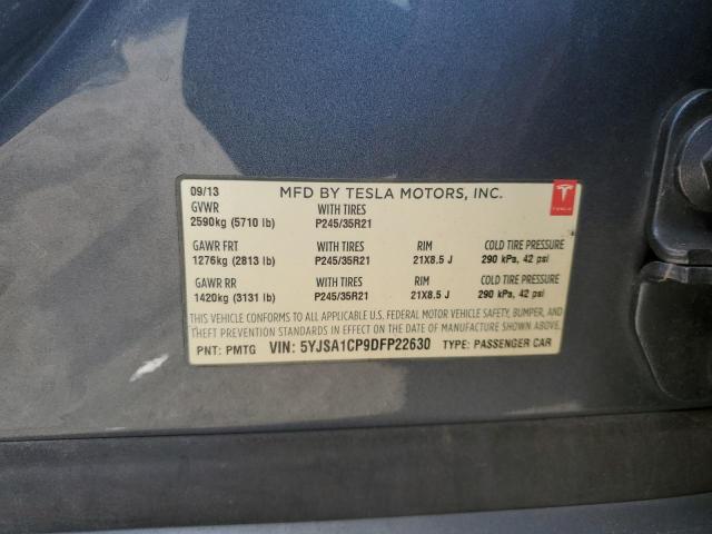 5YJSA1CP9DFP22630 - 2013 TESLA MODEL S Szary zdjęcie 12