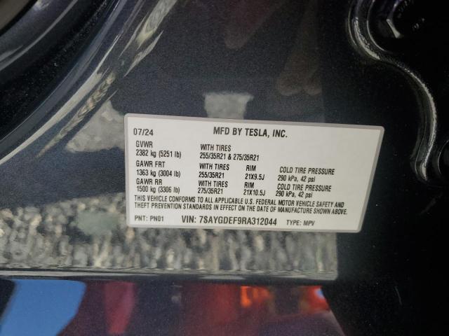 7SAYGDEF9RA312044 - 2024 TESLA MODEL Y 黑色 照片 12