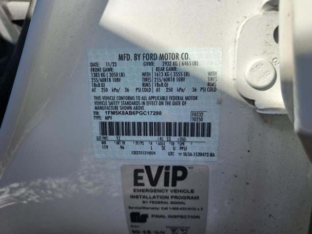 1FM5K8AB6PGC17290 - 2023 FORD EXPLORER POLICE INTERCEPTOR WHITE photo 12