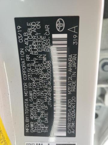 JTNK4RBE4K3050388 - 2019 TOYOTA COROLLA SE Weiß Foto 12