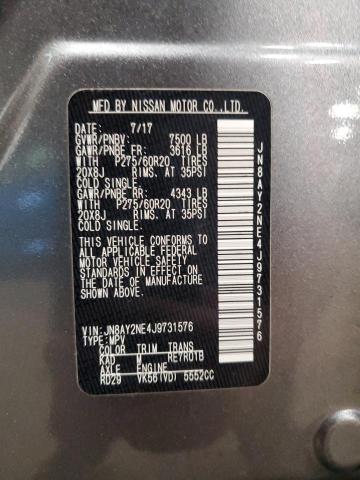 JN8AY2NE4J9731576 - 2018 NISSAN ARMADA PLATINUM ვერცხლისფერი ფოტო 13