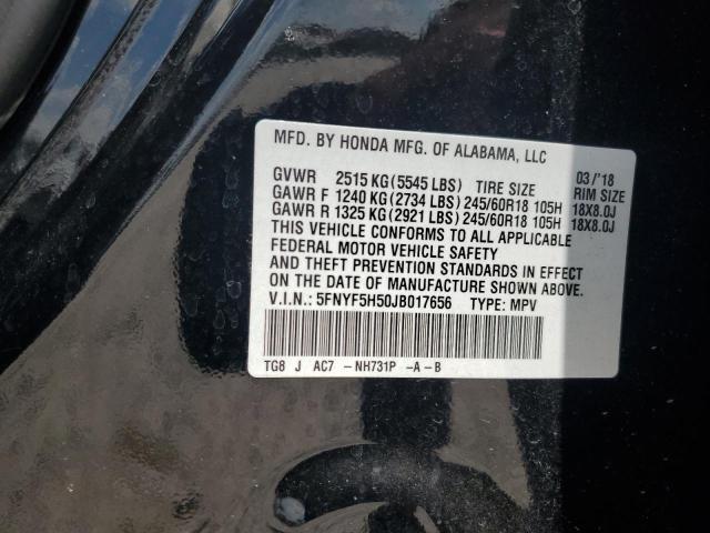 5FNYF5H50JB017656 - 2018 HONDA PILOT EXL BLACK photo 13
