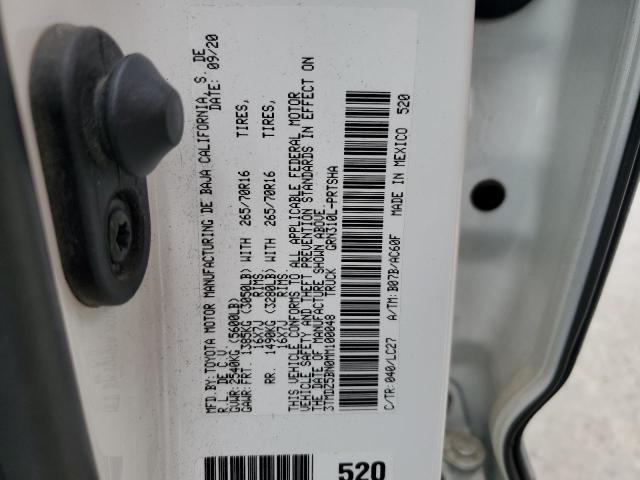 3TMDZ5BN0MM100048 - 2021 TOYOTA TACOMA DOUBLE CAB WHITE photo 13