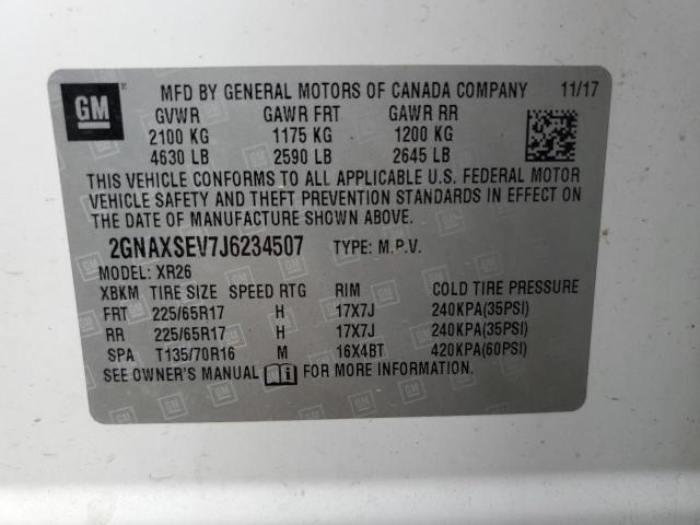 2GNAXSEV7J6234507 - 2018 CHEVROLET EQUINOX LT Ağ foto 14