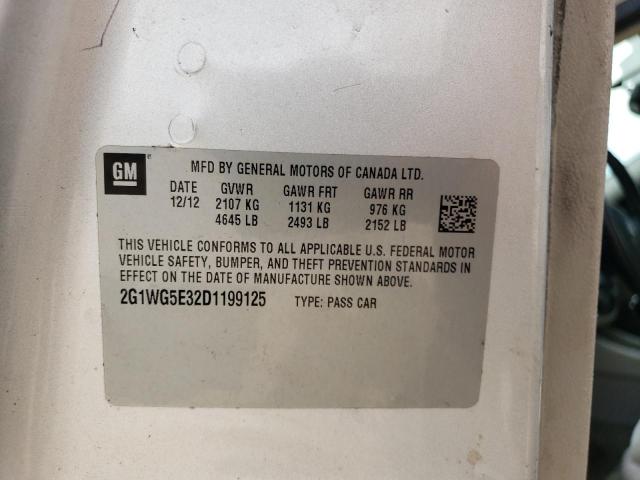 2G1WG5E32D1199125 - 2013 CHEVROLET IMPALA LT Արծաթագույն լուսանկար 12