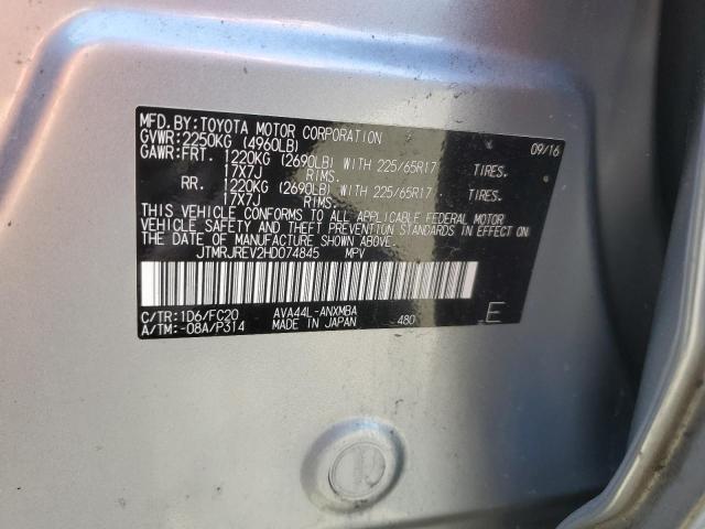 JTMRJREV2HD074845 - 2017 TOYOTA RAV4 HV LE SILVER photo 12