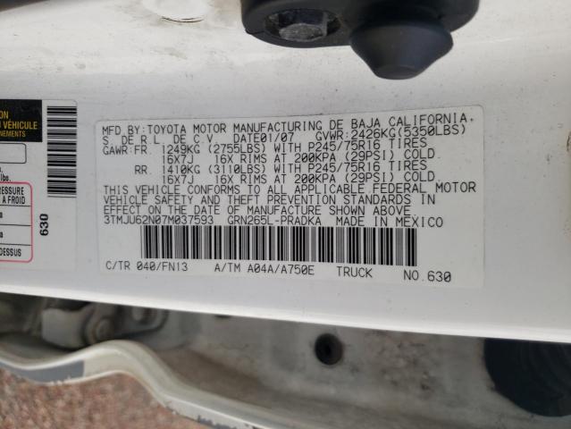 3TMJU62N07M037593 - 2007 TOYOTA TACOMA DOUBLE CAB PRERUNNER WHITE photo 13