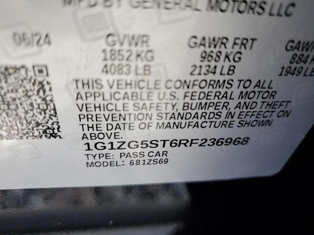 1G1ZG5ST6RF236968 - 2024 CHEVROLET MALIBU RS BLACK photo 13