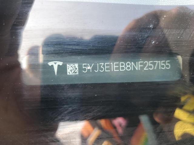 5YJ3E1EB8NF257155 - 2022 TESLA MODEL 3 Գրաֆիտ լուսանկար 12