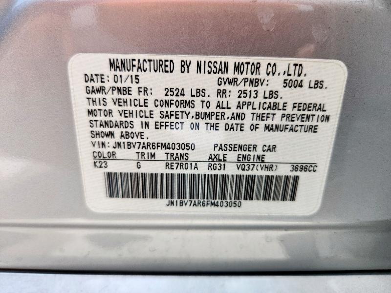 JN1BV7AR6FM403050 - 2015 INFINITI Q50 BASE SILVER photo 12