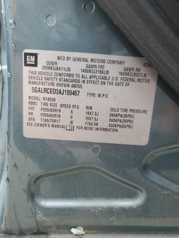 5GALRCED3AJ109467 - 2010 BUICK ENCLAVE CXL GREEN photo 13