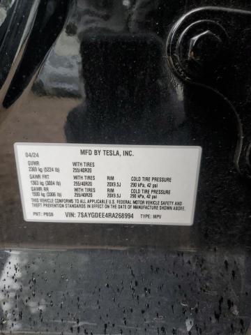 7SAYGDEE4RA268994 - 2024 TESLA MODEL Y 黑色 照片 12