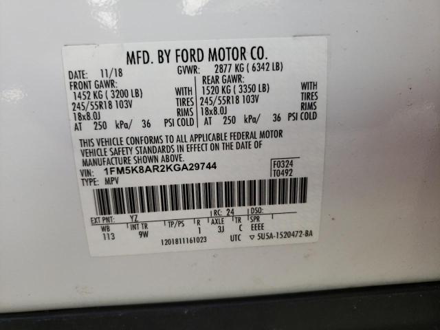 1FM5K8AR2KGA29744 - 2019 FORD EXPLORER POLICE INTERCEPTOR Weiß Foto 13