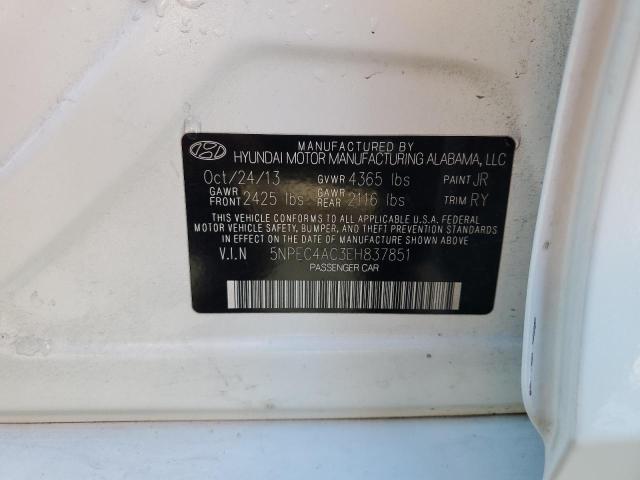 5NPEC4AC3EH837851 - 2014 HYUNDAI SONATA SE WHITE photo 12