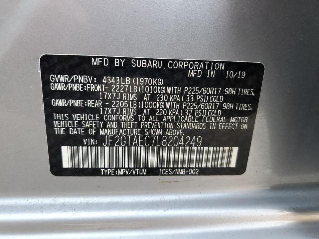 JF2GTAEC7L8204249 - 2020 SUBARU CROSSTREK PREMIUM SILVER photo 14