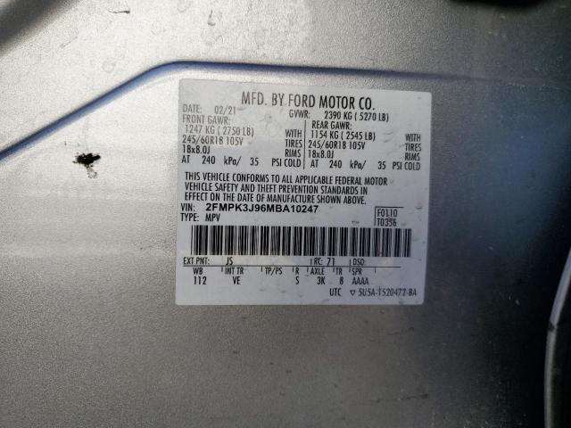 2FMPK3J96MBA10247 - 2021 FORD EDGE SEL SILVER photo 13