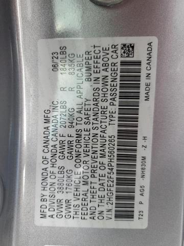 2HGFE2F54PH560265 - 2023 HONDA CIVIC SPORT Gümüş fotoğraf 13