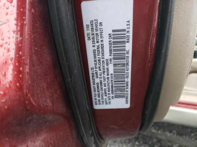 4S3BH686437612419 - 2003 SUBARU LEGACY OUTBACK LIMITED RED photo 13