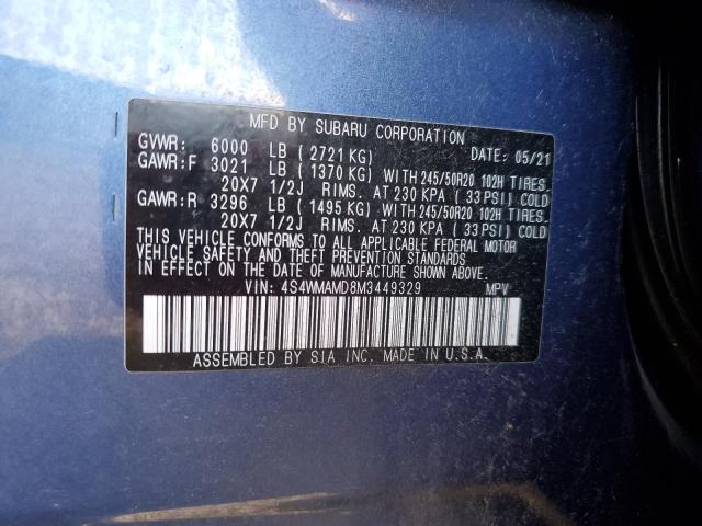 4S4WMAMD8M3449329 - 2021 SUBARU ASCENT LIMITED BLUE photo 13