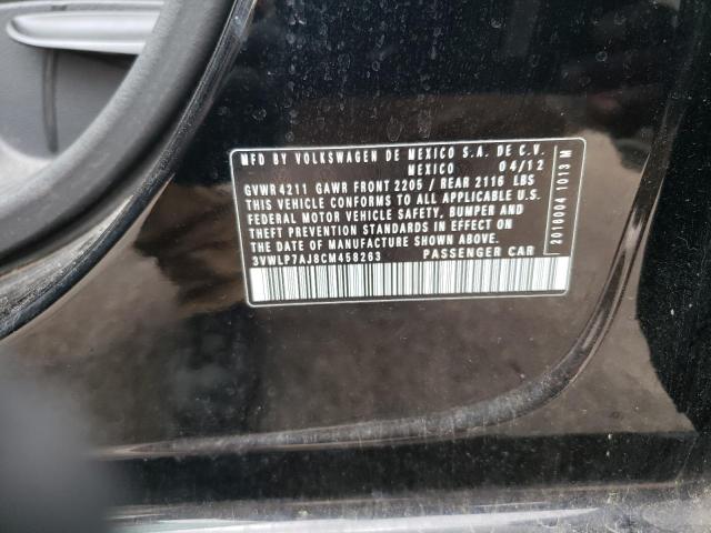 3VWLP7AJ8CM458263 - 2012 VOLKSWAGEN JETTA SEL BLACK photo 12