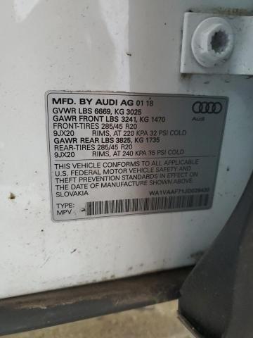 WA1VAAF71JD029430 - 2018 AUDI Q7 PRESTIGE WHITE photo 13