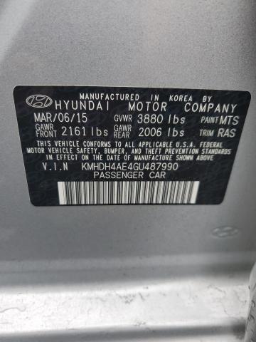 KMHDH4AE4GU487990 - 2016 HYUNDAI ELANTRA SE SILVER photo 13