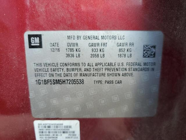 1G1BF5SM5H7205538 - 2017 CHEVROLET CRUZE PREMIER RED photo 12