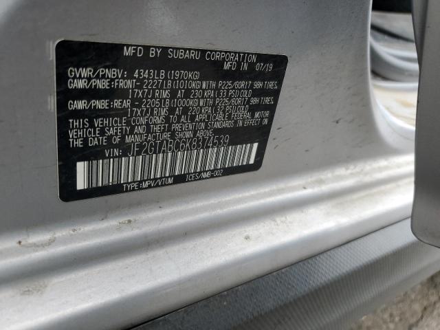 JF2GTABC6K8374539 - 2019 SUBARU CROSSTREK ვერცხლისფერი ფოტო 12