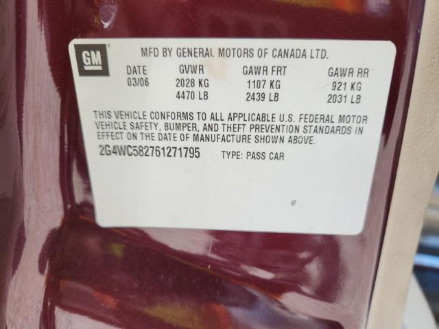 2G4WC582761271795 - 2006 BUICK LACROSSE CX Bordeaux Foto 12