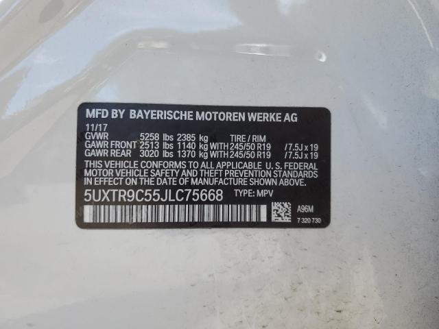5UXTR9C55JLC75668 - 2018 BMW X3 XDRIVE30I თეთრი ფოტო 13