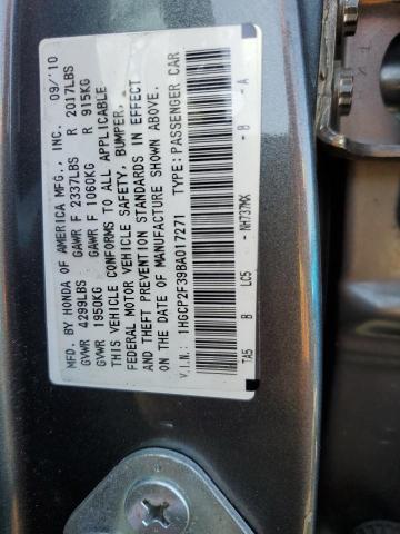 1HGCP2F39BA017271 - 2011 HONDA ACCORD LX SILVER photo 12