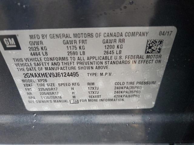 2GNAXHEV9J6124495 - 2018 CHEVROLET EQUINOX LS GRAY photo 13