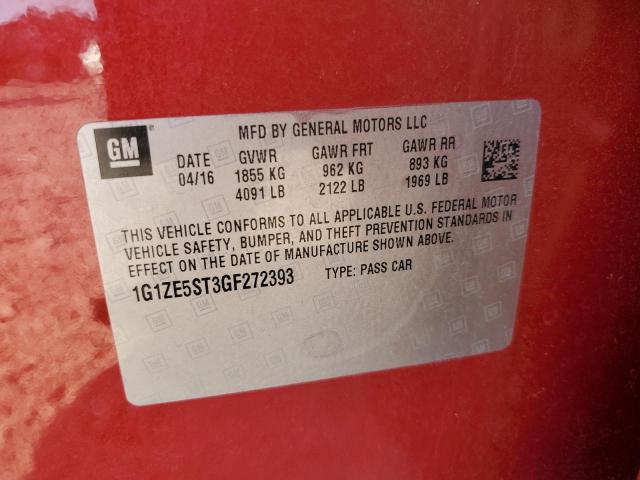 1G1ZE5ST3GF272393 - 2016 CHEVROLET MALIBU LT RED photo 12