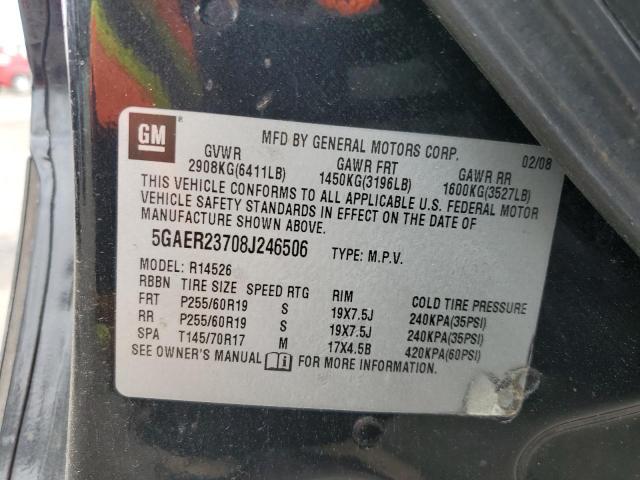 5GAER23708J246506 - 2008 BUICK ENCLAVE CXL BLACK photo 12