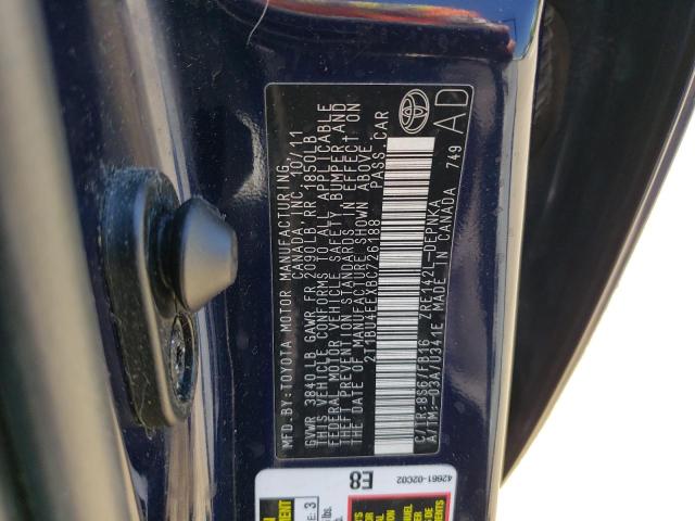 2T1BU4EEXBC726188 - 2011 TOYOTA COROLLA BASE Mavi fotoğraf 12
