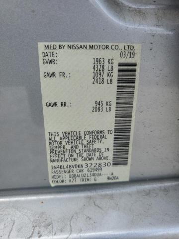 1N4BL4BV0KN322830 - 2019 NISSAN ALTIMA S SILVER photo 13