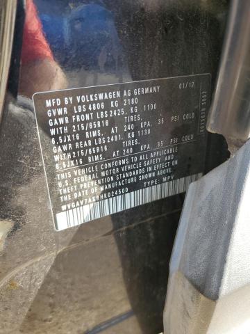 WVGAV7AX9HK024500 - 2017 VOLKSWAGEN TIGUAN S BLACK photo 12