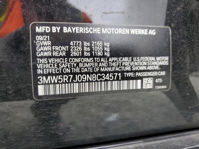 3MW5R7J09N8C34571 - 2022 BMW 330XI BLACK photo 12