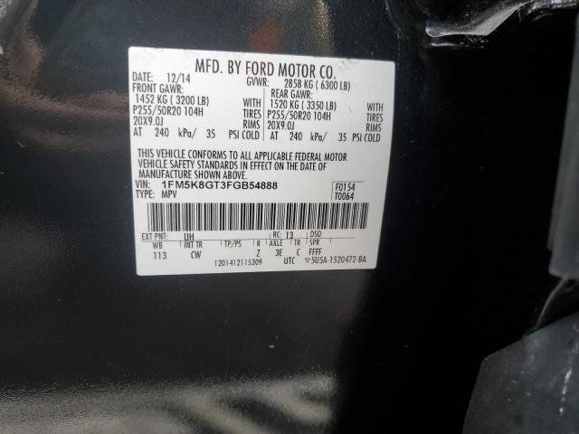 1FM5K8GT3FGB54888 - 2015 FORD EXPLORER SPORT BLACK photo 14