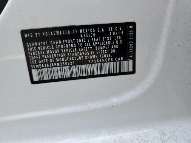 3VWB67AJ8HM250521 - 2017 VOLKSWAGEN JETTA SE WHITE photo 12