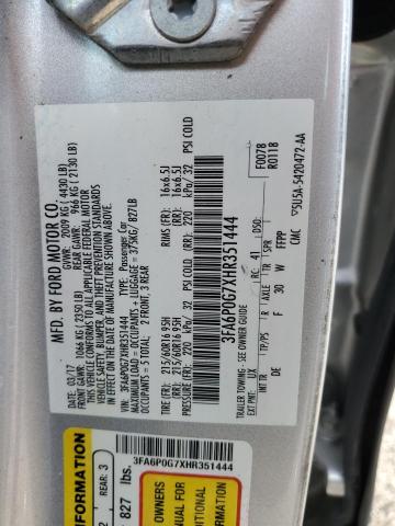 3FA6P0G7XHR351444 - 2017 FORD FUSION S SILVER photo 12