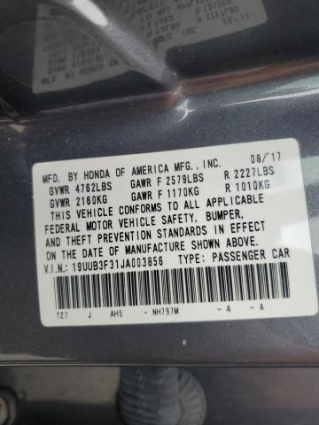 19UUB3F31JA003856 - 2018 ACURA TLX GRAY photo 12