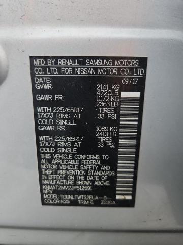 KNMAT2MV2JP512591 - 2018 NISSAN ROGUE S 银色 照片 13