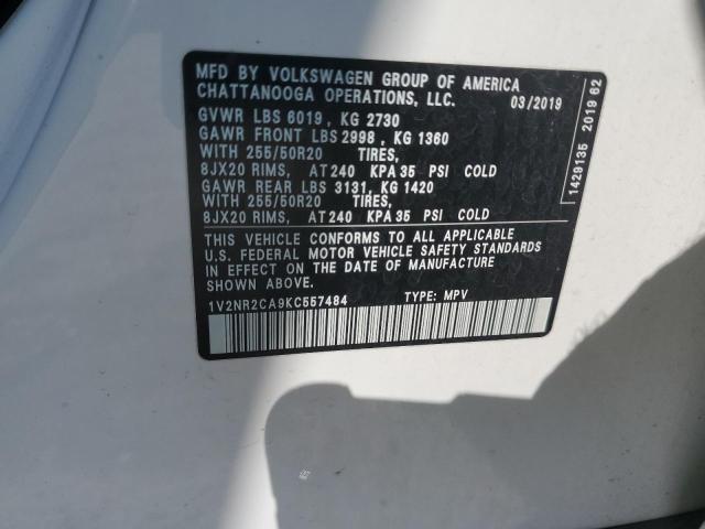 1V2NR2CA9KC557484 - 2019 VOLKSWAGEN ATLAS SEL PREMIUM Ağ foto 13
