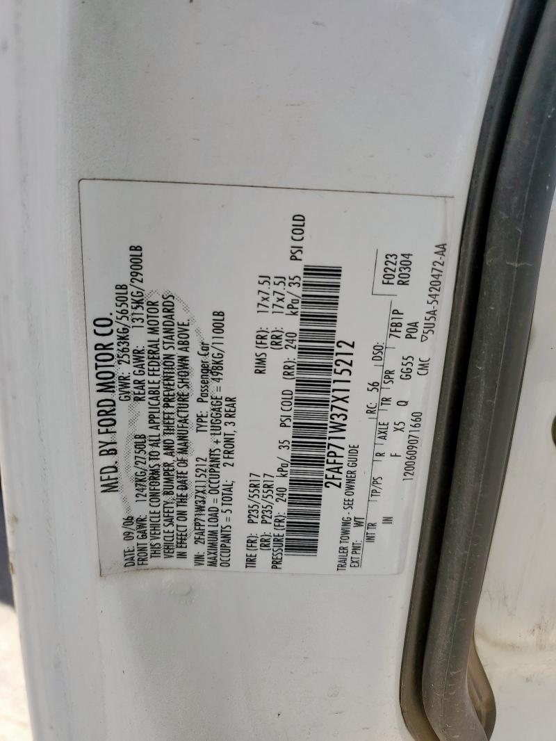 2FAFP71W37X115212 - 2007 FORD CROWN VICT POLICE INTERCEPTOR WHITE photo 12