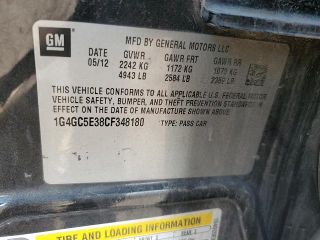 1G4GC5E38CF348180 - 2012 BUICK LACROSSE CHARCOAL photo 12