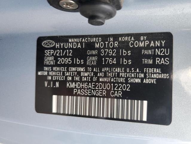 KMHDH6AE2DU012202 - 2013 HYUNDAI ELANTRA CO GS BLUE photo 12