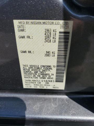 1N4BL4BV2LC156985 - 2020 NISSAN ALTIMA S GRAY photo 12