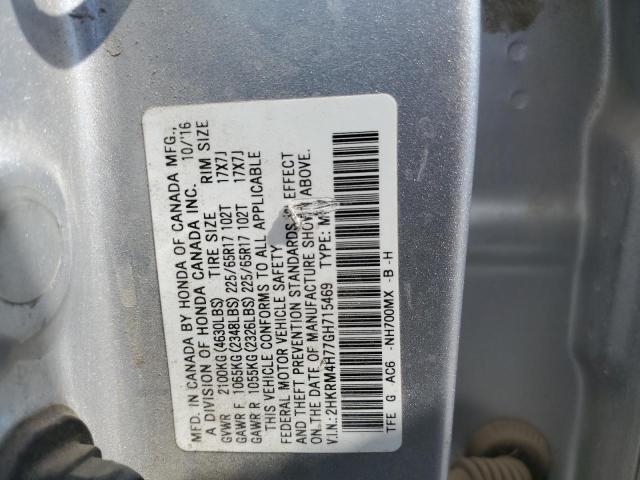2HKRM4H77GH715469 - 2016 HONDA CR-V EXL SILVER photo 13