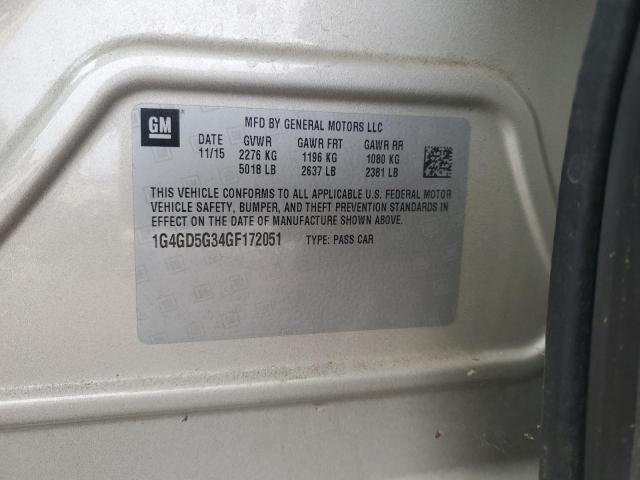 1G4GD5G34GF172051 - 2016 BUICK LACROSSE PREMIUM Qəhvəyi foto 12